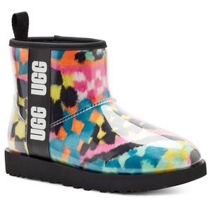 New UGG Classic Clear Mini Checks Checkered Waterproof Boots - Women's Sz 8